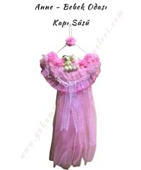 Ayıcıklı Bebek Kapı Süsü Tül - Pembe