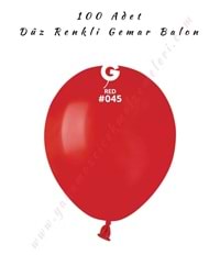 Gemar Balon Düz Renk 100 Adet - Kırmızı