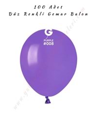 Gemar Balon Düz Renk 100 Adet - Mor