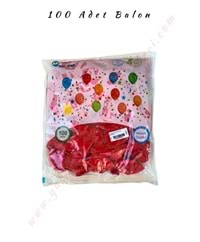 Balon Düz Renk 100 Adet - Kırmızı