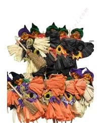 Cadılar Bayramı Halloween Çiçekli Cadı 12 Adet Boy 20 Cm Yükseklik 35 Cm YK-374 - Krem