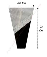 Çiçek - Buket Paketleme Poşeti Karanfil Desenli 50 Adet 28*45 Cm YK-278 - Siyah