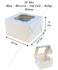 Mum Kutusu Pencereli Cup Kek Makaron Sunumuna Uygun 10*6 Cm 10 Adet