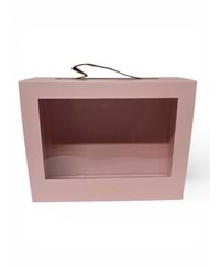 Kutu Dikdörtgen Pencereli 30*24*10 cm - Kutu Modelleri - Vitrin Kutu - Pembe