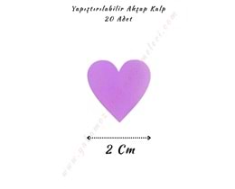 Yapıştırılabilir Ahşap Kalp 2 Cm - Mor