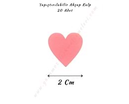 Yapıştırılabilir Ahşap Kalp 2 Cm - Pembe