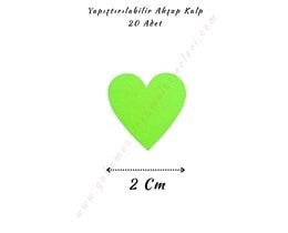 Yapıştırılabilir Ahşap Kalp 2 Cm - Yeşil
