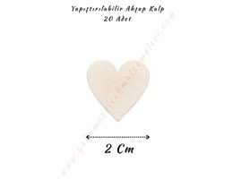 Yapıştırılabilir Ahşap Kalp 2 Cm - Beyaz