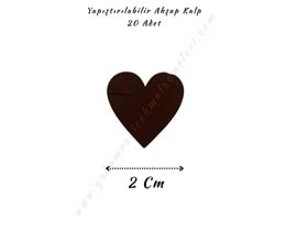 Yapıştırılabilir Ahşap Kalp 2 Cm - Siyah