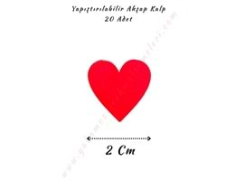 Yapıştırılabilir Ahşap Kalp 2 Cm - Kırmızı