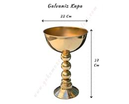 Galvaniz Kupa Çap 22 Cm Boy 37 Cm - Altın - Gold