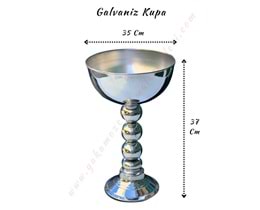Galvaniz Kupa Çap 22 Cm Boy 37 Cm - Gümüş