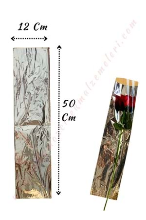 Tek Güllük Çiçek Poşeti 100 Adet 12*50 Cm - Tek Güllük - Şeffaf