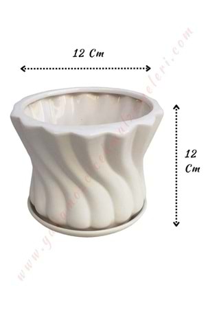 Seramik Saksı Beyaz 12*12 Cm YK-645