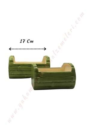 Kaktüs Skulent Saksısı Seramik 2 li Bambu Fıçı YK-381