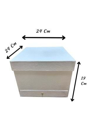 Çekmeceli Kare Kutu 24 x 24 x 19 Cm Ciltbezli Beyaz Çiçek Çikolata Hediye Kutusu - Kutu Modelleri - Vitrin Kutu - Beyaz - 24 X 24 X 19 CM