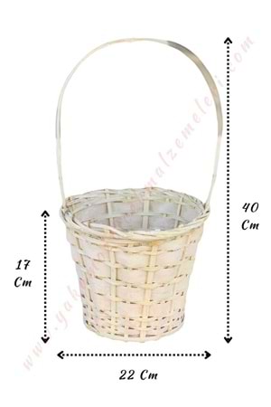 Büyük Boy Örme Sepet Beyaz Metuş Çap 22 Derinlik 17 Cm