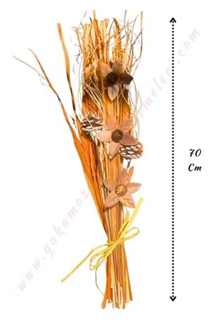 Dekoratif Kuru Çiçek Buketi Boy 70 Cm YK-179 - Kahverengi