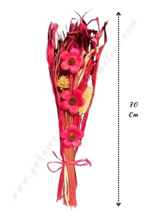 Dekoratif Kuru Çiçek Buketi Boy 70 Cm YK-179 - Pembe