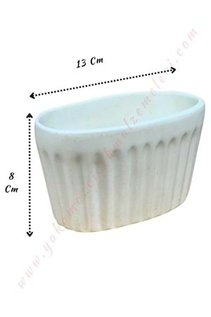 Seramik Skulent Kaktüs Saksısı Küçük Boy 13*8 Cm - Krem