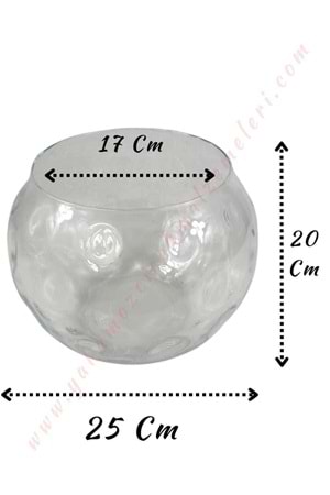 Cam Fanus Puantiyeli Çap 25 Cm Derinlik 20 Cm Ağız Çapı 17 Cm