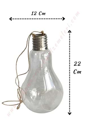 Dekoratif Asılabilir Mumluk Kandil İpli Teraryum Boş Küçük Ampul 12*12*22 Cm YK-297
