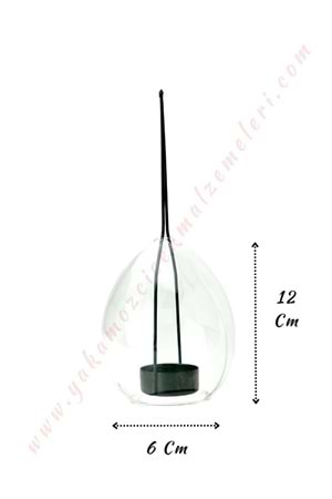 Dekoratif Cam Oval Kandil Mumluk Küçük 6*12 Cm