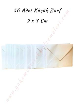 Kartvizit Zarf 50 Adet Küçük Boy 9*7 Cm - Beyaz
