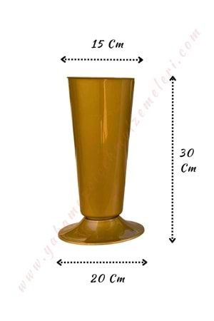 Plastik Çiçek Kovası Düz Küçük Çap 15 Cm Yükseklik 30 Cm V004 - Altın - Gold