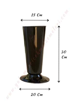 Plastik Çiçek Kovası Düz Küçük Çap 15 Cm Yükseklik 30 Cm V004 - Siyah