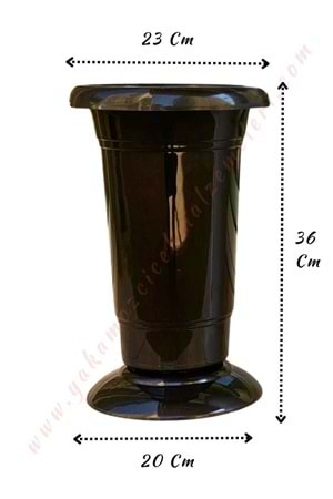 Plastik Çiçek Kovası Orta Boy Çap 23 Cm Yükseklik 36 Cm V002 - Siyah