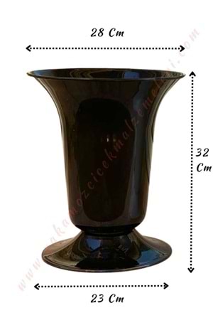 Plastik Çiçek Kovası Büyük Boy Çap 28 Cm Yükseklik 32 Cm V001 - Siyah