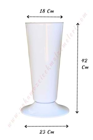 Plastik Çiçek Kovası Düz Büyük Çap 18 Cm Yükseklik 42 Cm V005 - Beyaz