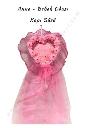 Kalpli Bebek Kapı Süsü Tül - Pembe