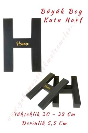 H Kutu Harf Büyük Boy Çiçek Çikolata Aranjman Kutusu - H Harfi