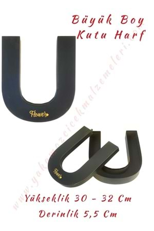 U Kutu Harf Büyük Boy Çiçek Çikolata Aranjman Kutusu - U Harfi