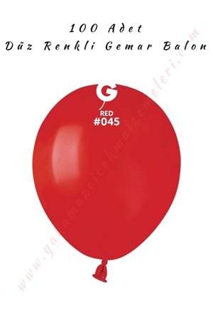 Gemar Balon Düz Renk 100 Adet - Kırmızı