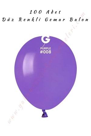 Gemar Balon Düz Renk 100 Adet - Mor