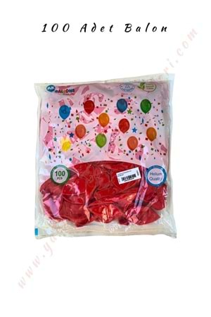 Balon Düz Renk 100 Adet - Kırmızı