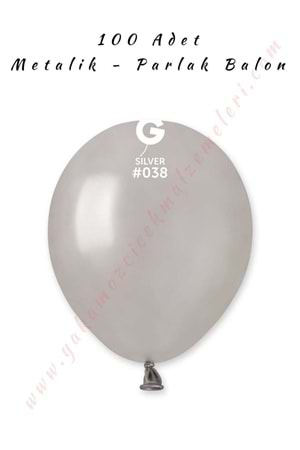 Gemar Balon Metalik - Parlak 100 Adet - Gümüş