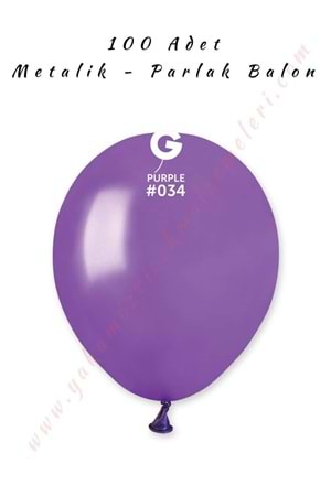 Gemar Balon Metalik - Parlak 100 Adet - Mor
