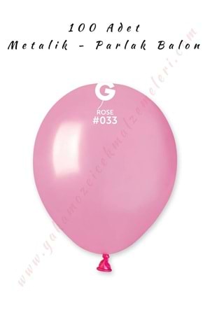 Gemar Balon Metalik - Parlak 100 Adet - Pembe