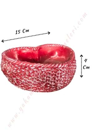 Beton Skulent Kaktüs Saksısı Örgü Kap Kırmızı 15 Cm