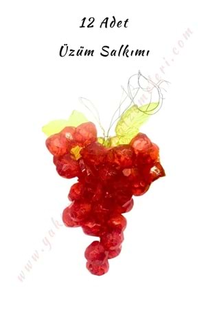Üzüm Salkımı Dekoratif Garnitür 12 Adet - Kırmızı