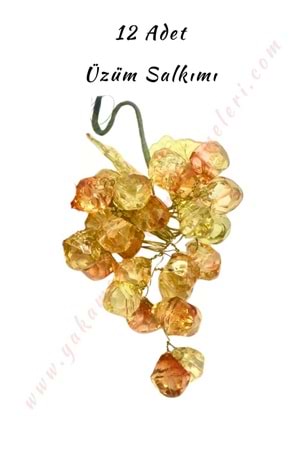 Üzüm Salkımı Dekoratif Garnitür 12 Adet - Sarı