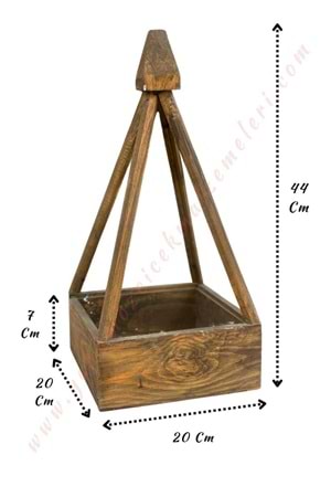 Fener Görünümlü Ahşap Saksı - Sepet - Mumluk 20*20*44 Cm