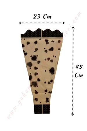 Çiçek - Buket Paketleme Poşeti Desenli Dar 100 Adet 23*45 Cm YK-148 - Siyah