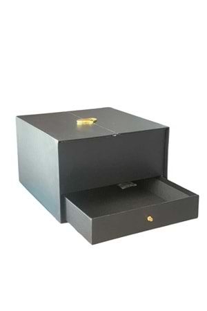 Asansörlü Çekmeceli Çiçek Çikolata Hediye Kutusu KUTU YK-59 - Kutu Modelleri - Vitrin Kutu - Siyah - STANDART