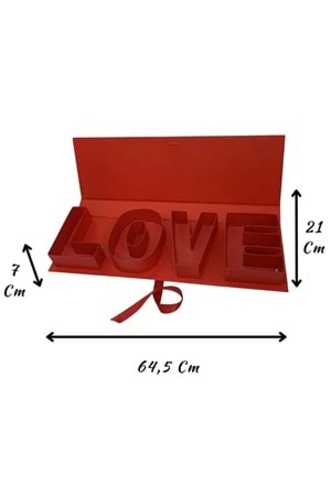 Love Yazılı Çiçek Çikolata Hediye Sunum Kutusu KUTU YK-63 - Kutu Modelleri - Vitrin Kutu - Kırmızı - STANDART