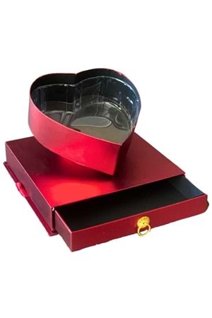 Kapli Çekmeceli Çiçek Çikolata Hediye Kutusu Orta Boy KUTU YK-65 - Kutu Modelleri - Vitrin Kutu - Kırmızı - STANDART